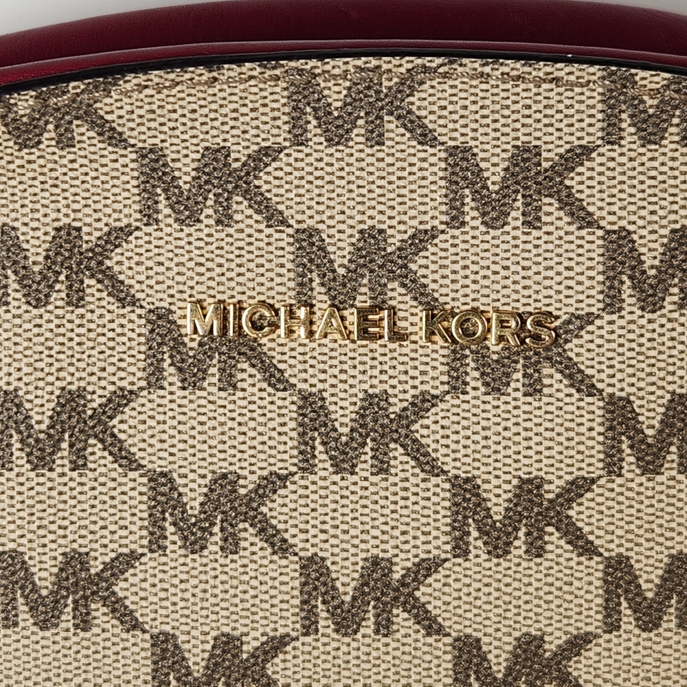 MICHAEL KORS Ginny Crossbody Bag Red Gold Chain Leather Signature Charm - Picture 14 of 14